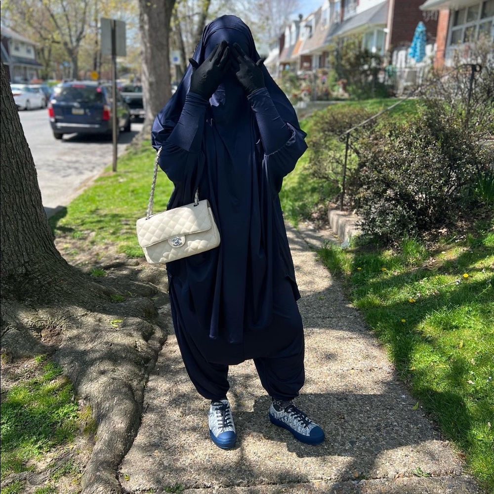 Navy Blue 2pc Jilbab Harem Pants with Fitted Sleeves